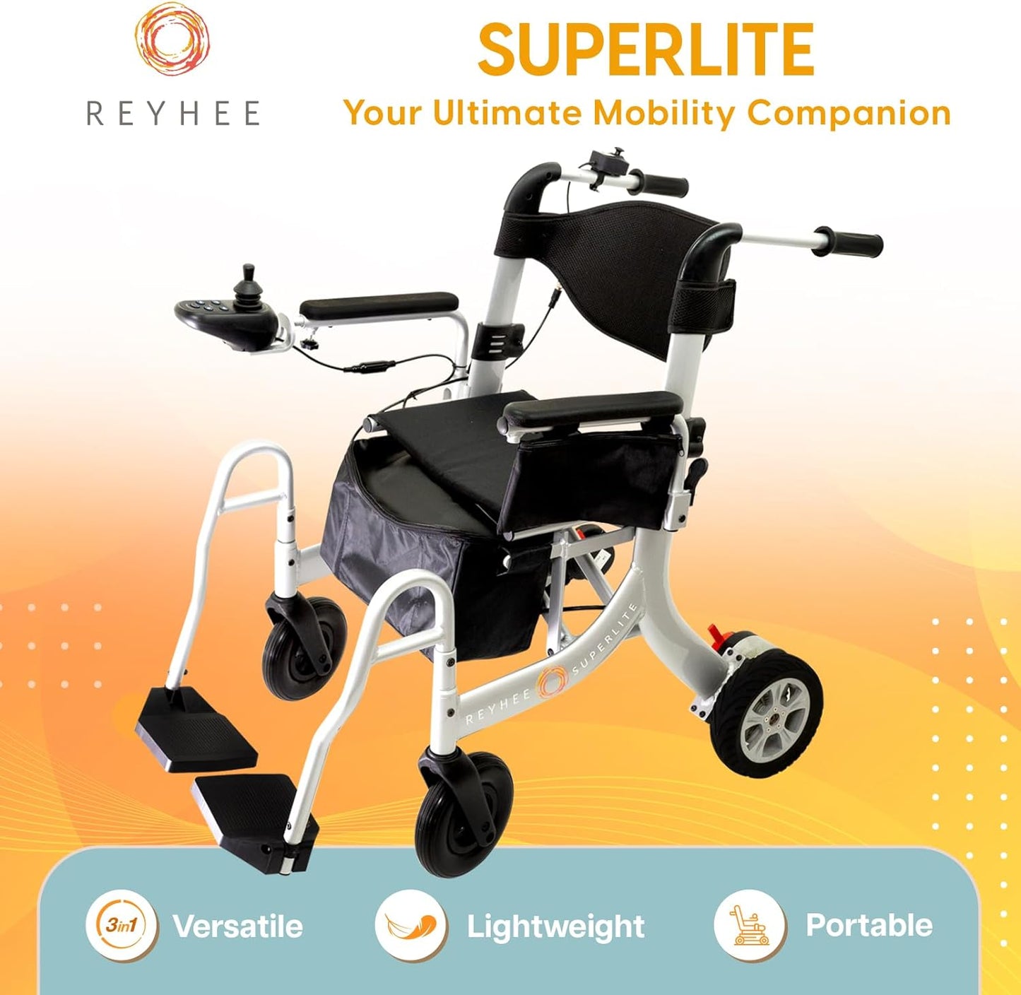 Folding Electric Wheelchair & Rollator 3-in-1 SUPERLITE